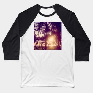 sunset at the beach under the palm trees Baseball T-Shirt